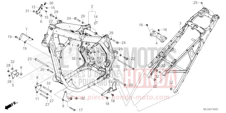 CARROSSERIE DE CHASSIS de Africa Twin DCT GRAND PRIX RED (R380B) 2023